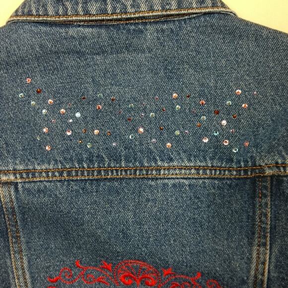 C.E. Schmidt Embellished Denim Jeans Jacket size Small - Picture 7 of 7